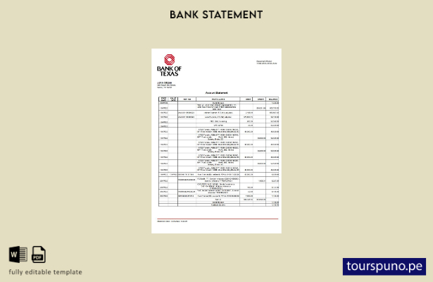 listo para imprimir plantilla de word   estado de cuenta del Banco de Texas de E